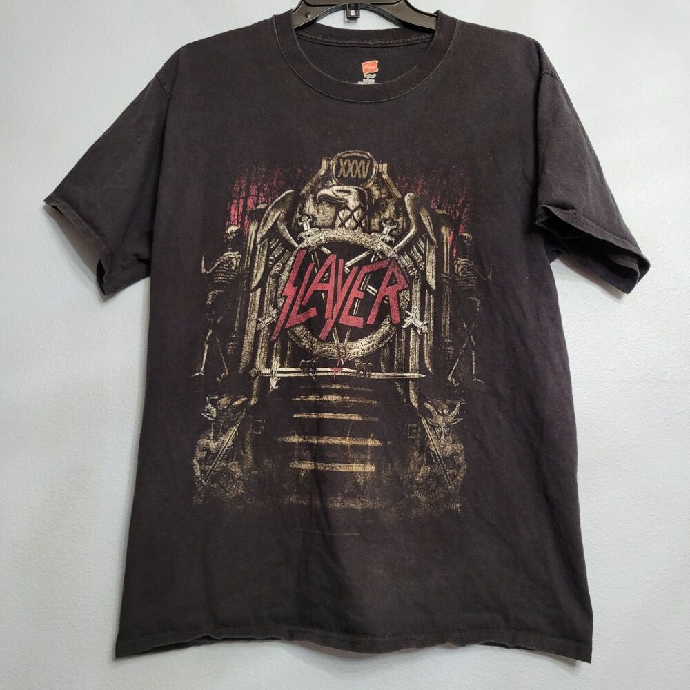 Slayer 2018 North American Final Tour Hanes T-Shirt Black Eagle Grave Med Metal
